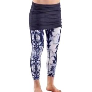 NWOT Lululemon Blue Ink Blot Tie Dye Yin For You Cropped Leggings w Skirt
